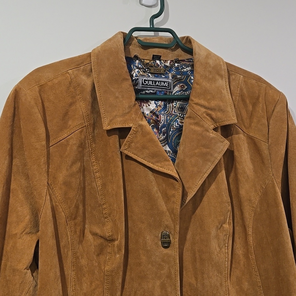 Guillaume Tan Suede Blazer Jacket Women's Large - Picture 4 of 14